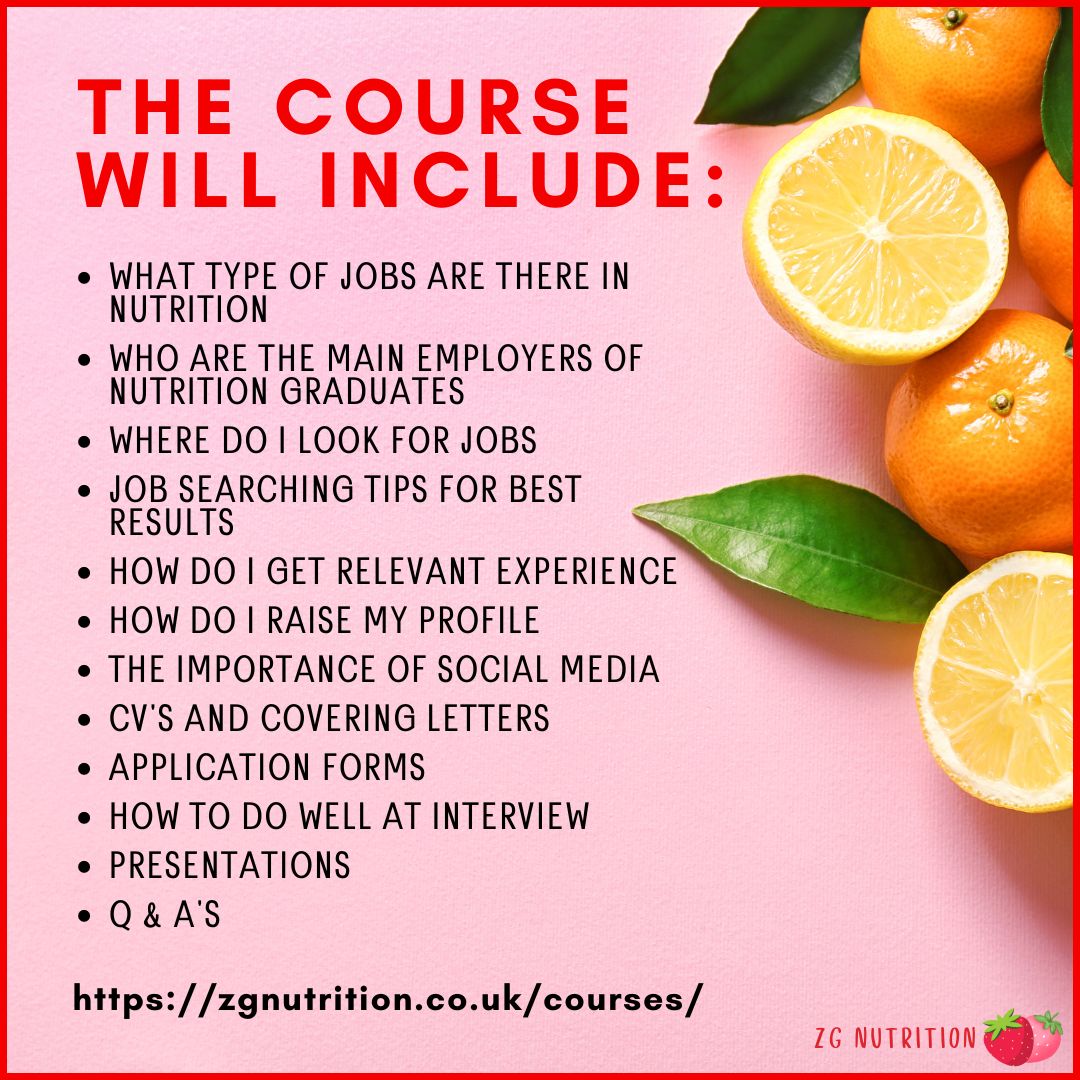 How to Get a Job in Nutrition Course content