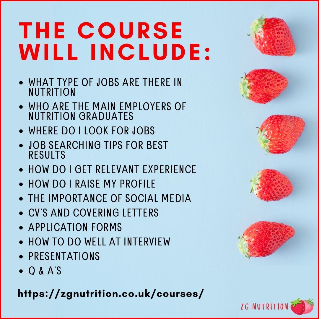 How to Get a Job in Nutrition Course content