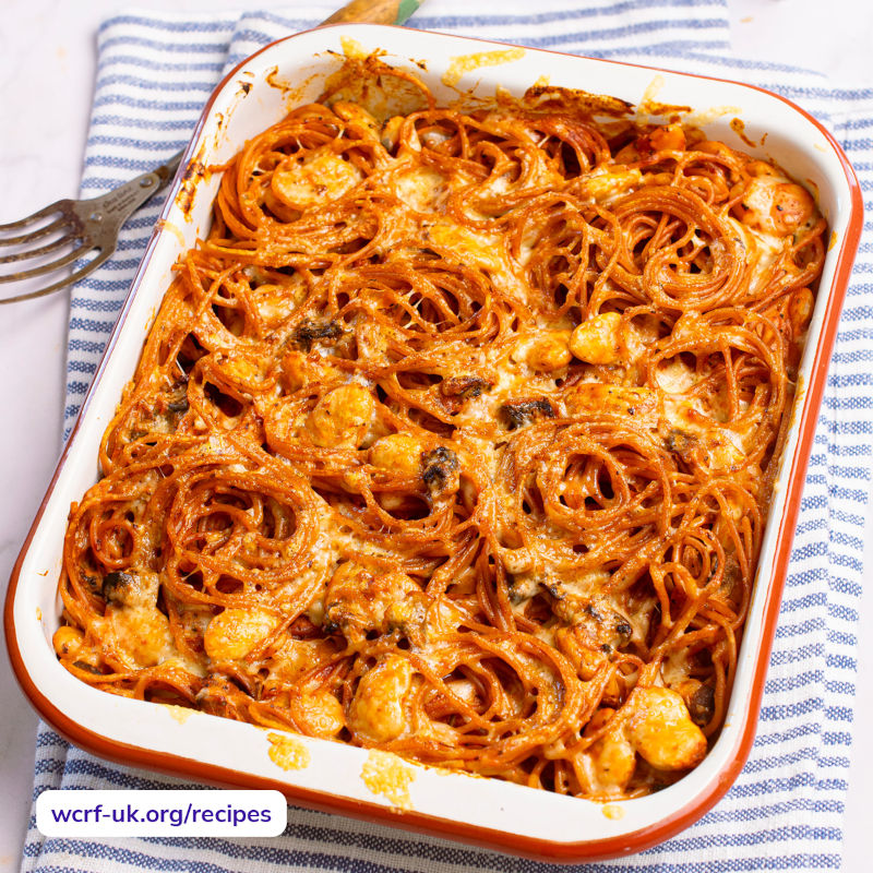 Spaghetti bake with butter beans