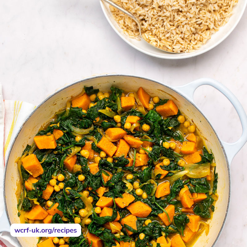 Spinach and sweet potato curry